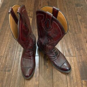Men's Western Leather Boots - Deep Burgundy